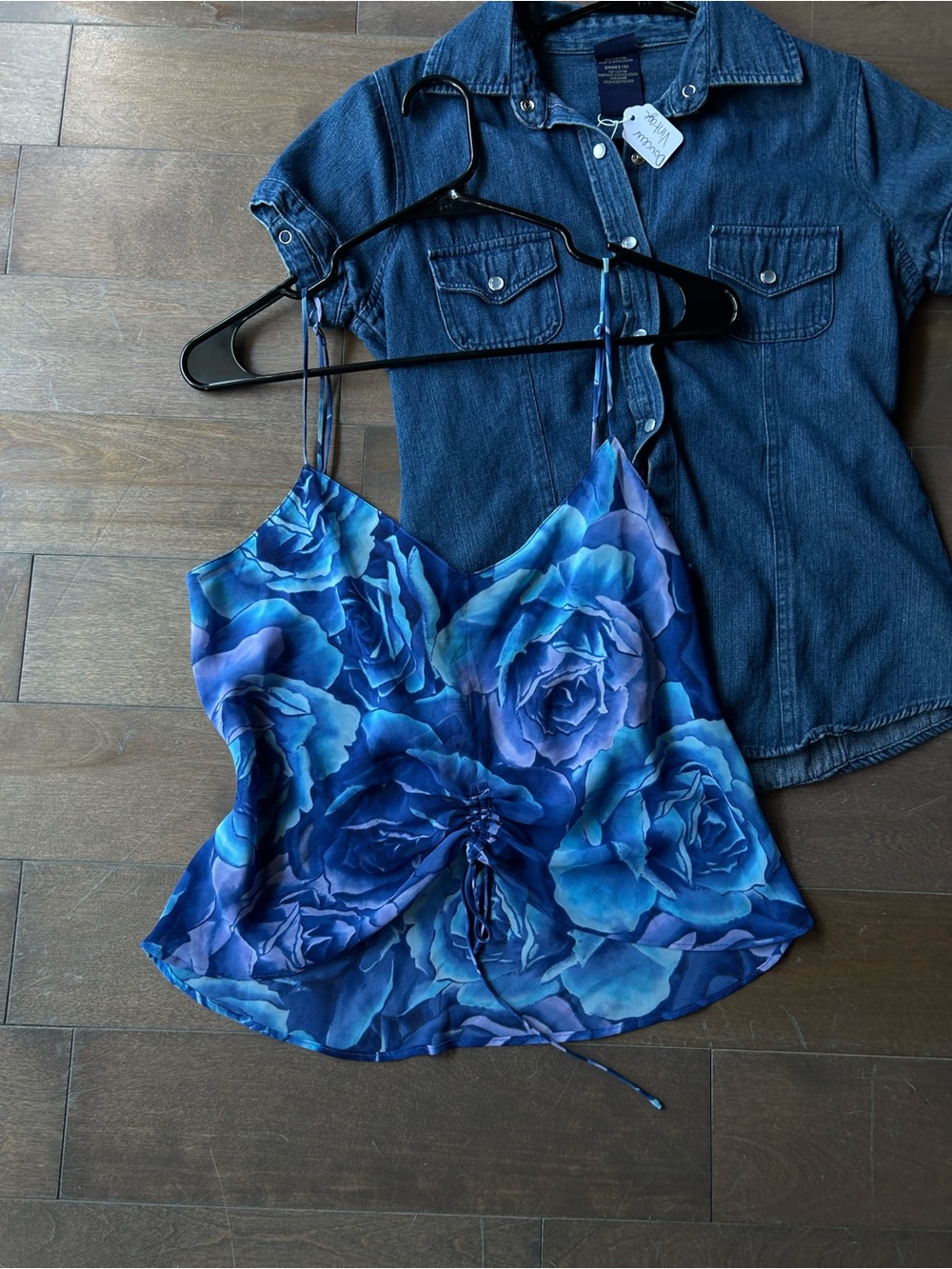 La SENZA Blue Floral Satin Drawstring Cami